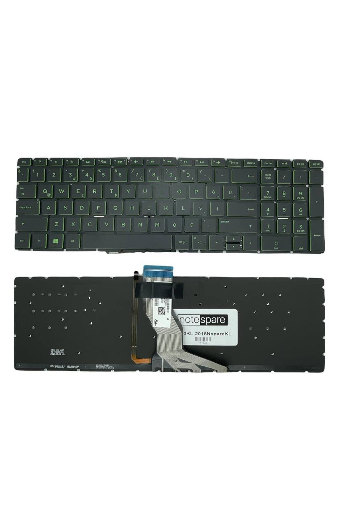 Hp ile Uyumlu 250 G6 (3VJ51Es), 250 G6 (3VK10Es), 250 G6 (3VK11Es) Işıklı Klavye YEŞİL TR