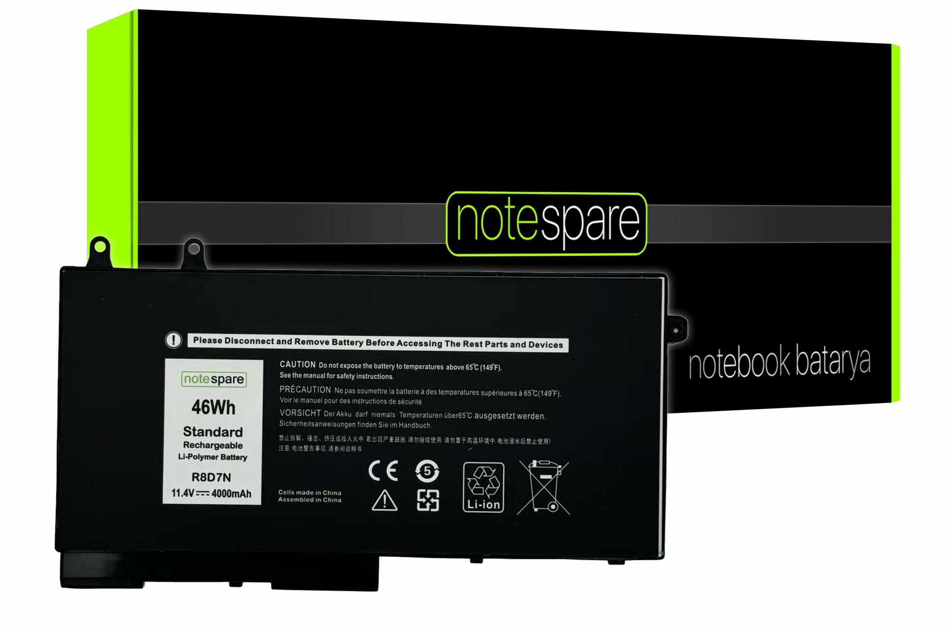 Dell ile Uyumlu Inspiron 0C5GV2, 0RF7WM, 0X77XY Notebook Batarya Pil 3 Hücreli Versiyon