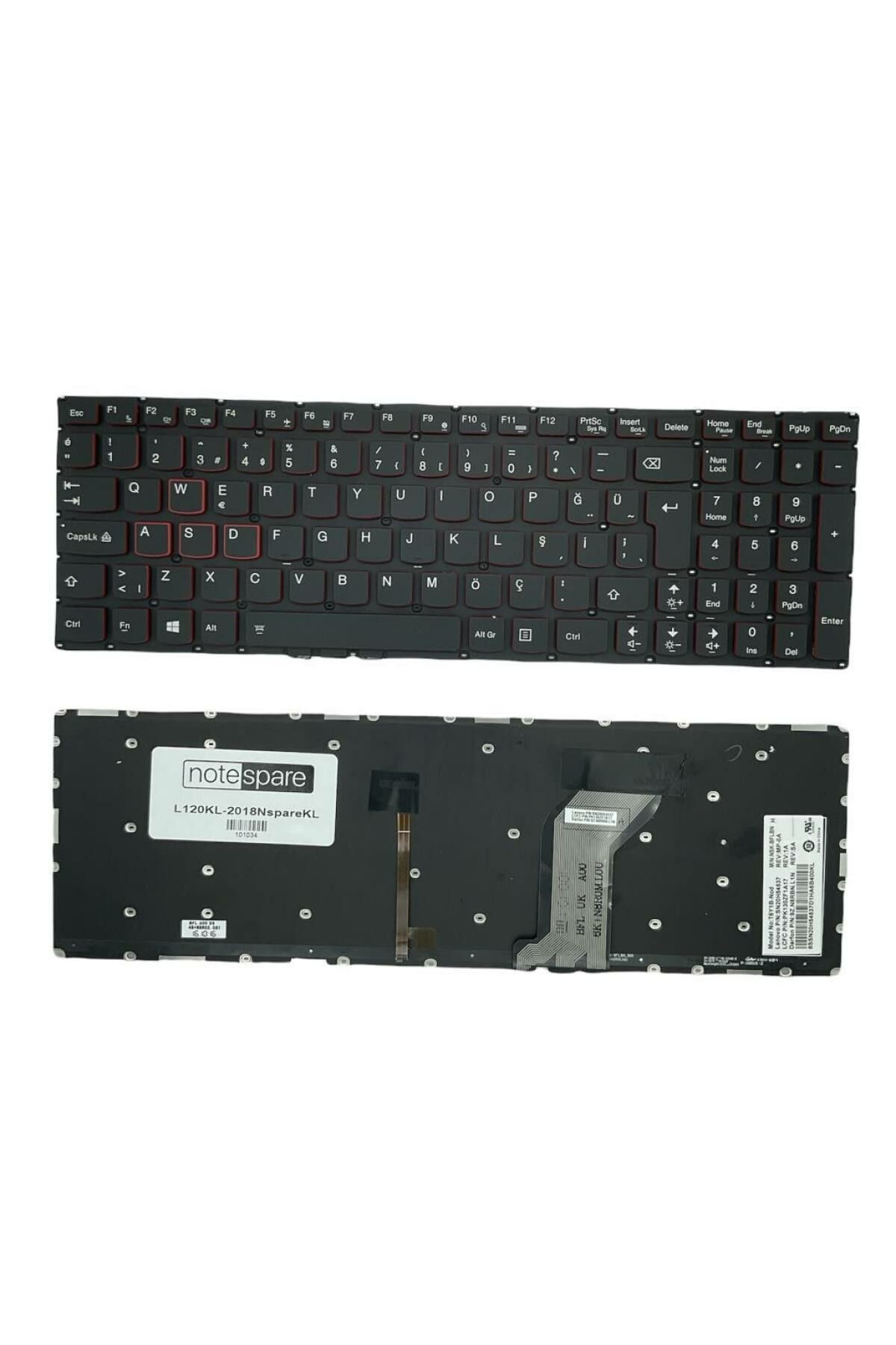 Lenovo ile Uyumlu LCM15H83US-6861, SN20K28243, SN20K28251 Notebook Klavye Işıklı Siyah TR