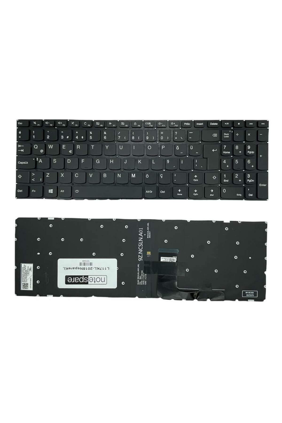 Lenovo ile Uyumlu V110-15IKB 80TH000KTX, V110-15IKB 80TH0036TX Işıklı Klavye Siyah TR