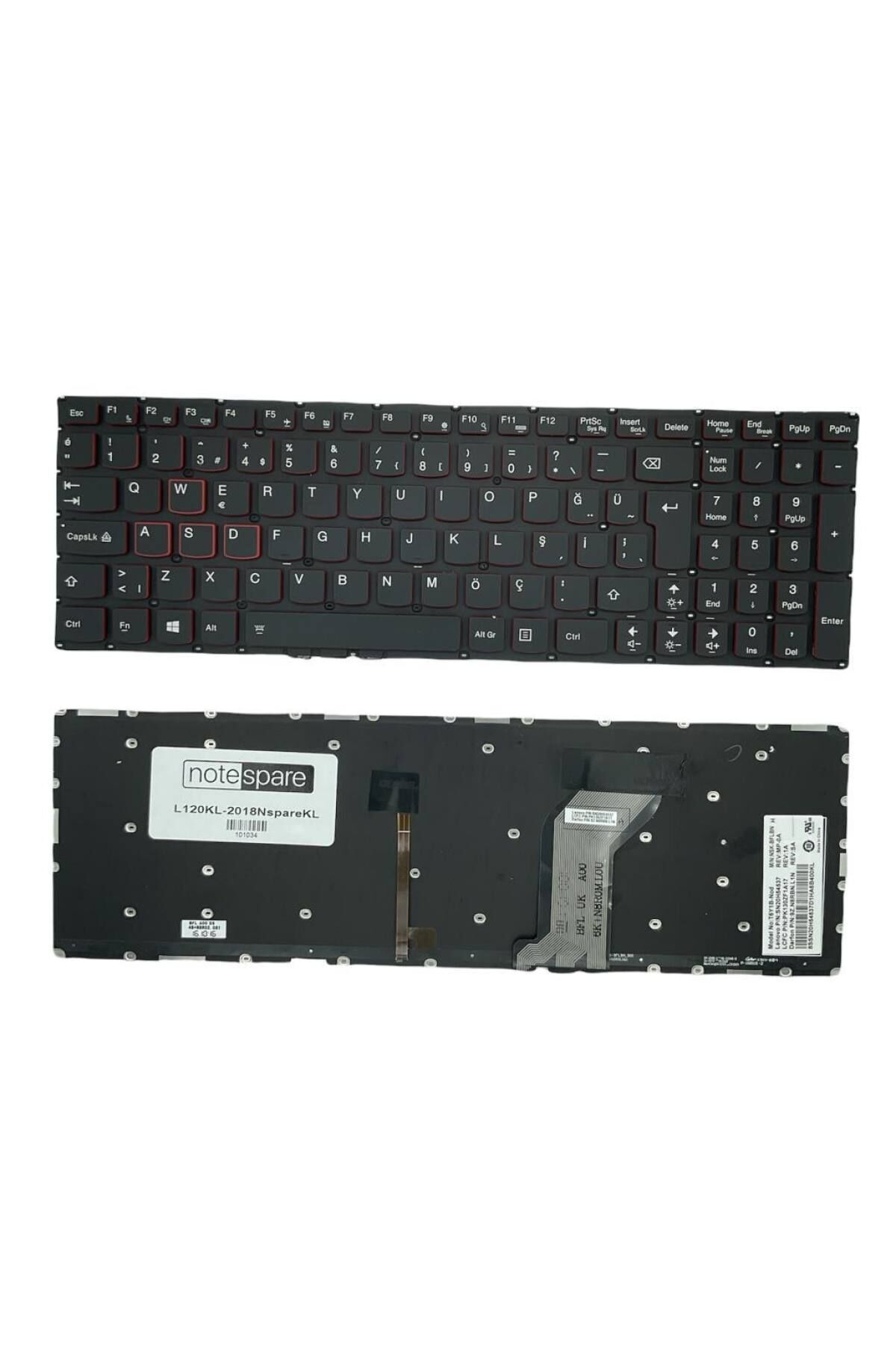Lenovo ile Uyumlu V-149420KS1-TR Notebook Klavye Işıklı Siyah TR