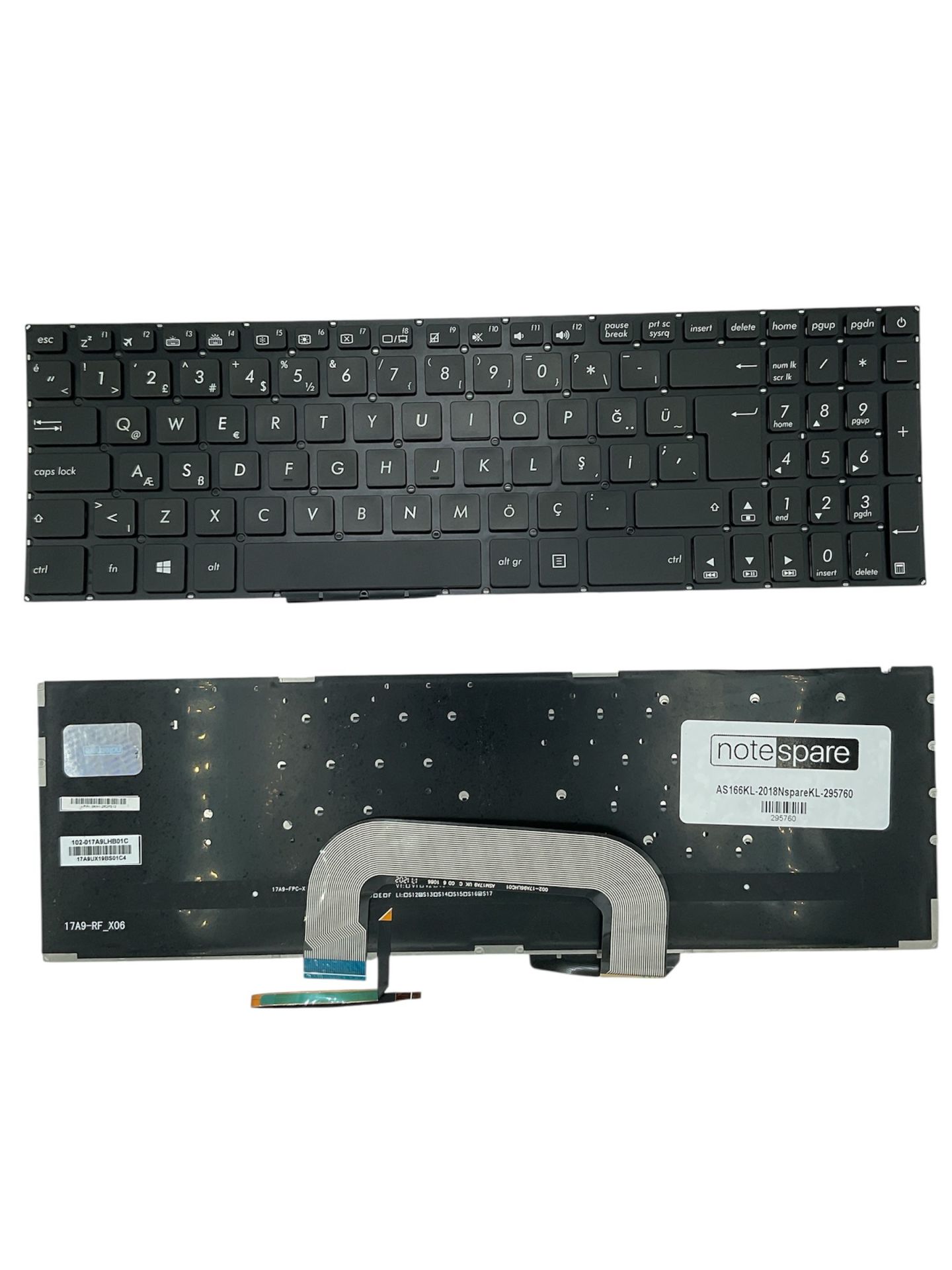 Asus ile Uyumlu VivoBook Pro 17 X705UQ, 17 X705UV Notebook Klavye Işıklı Siyah TR