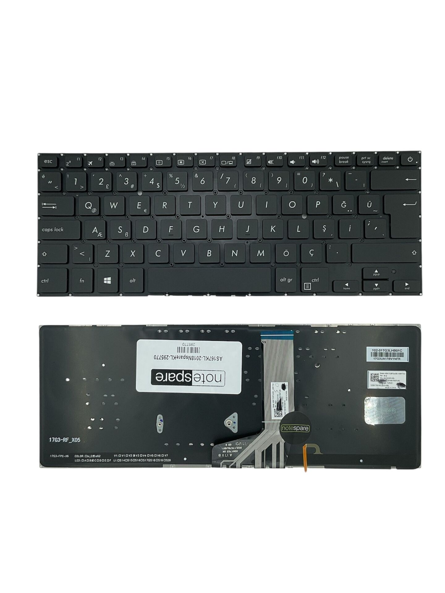 Asus ile Uyumlu Vivobook S14 S410, S14 S410U, S14 S410UQ Notebook Klavye Işıklı Siyah TR