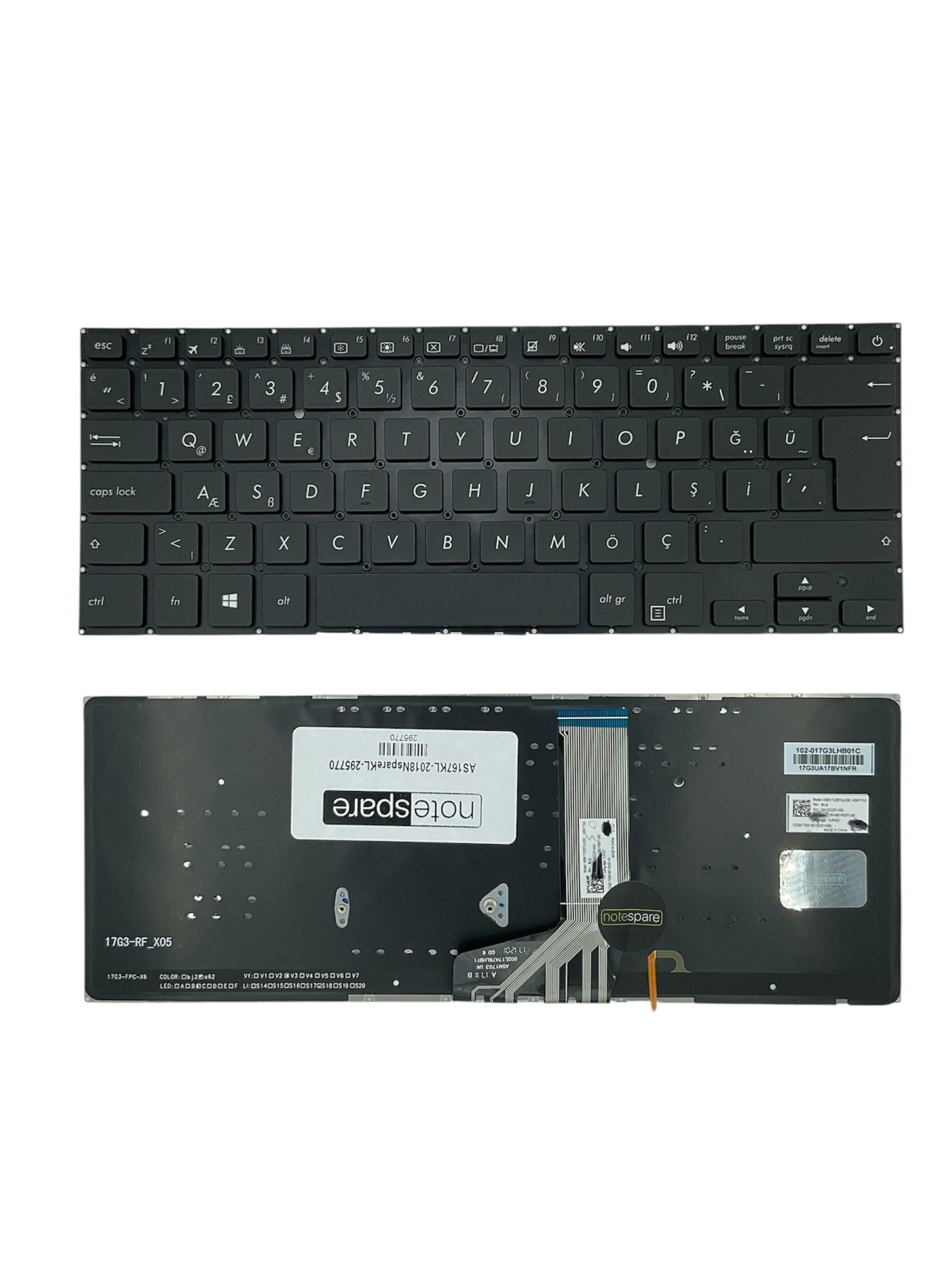 Asus ile Uyumlu Vivobook S14 S410UQ-BV106T, S14 S410UQ-EB105T Notebook Klavye Işıklı Siyah TR