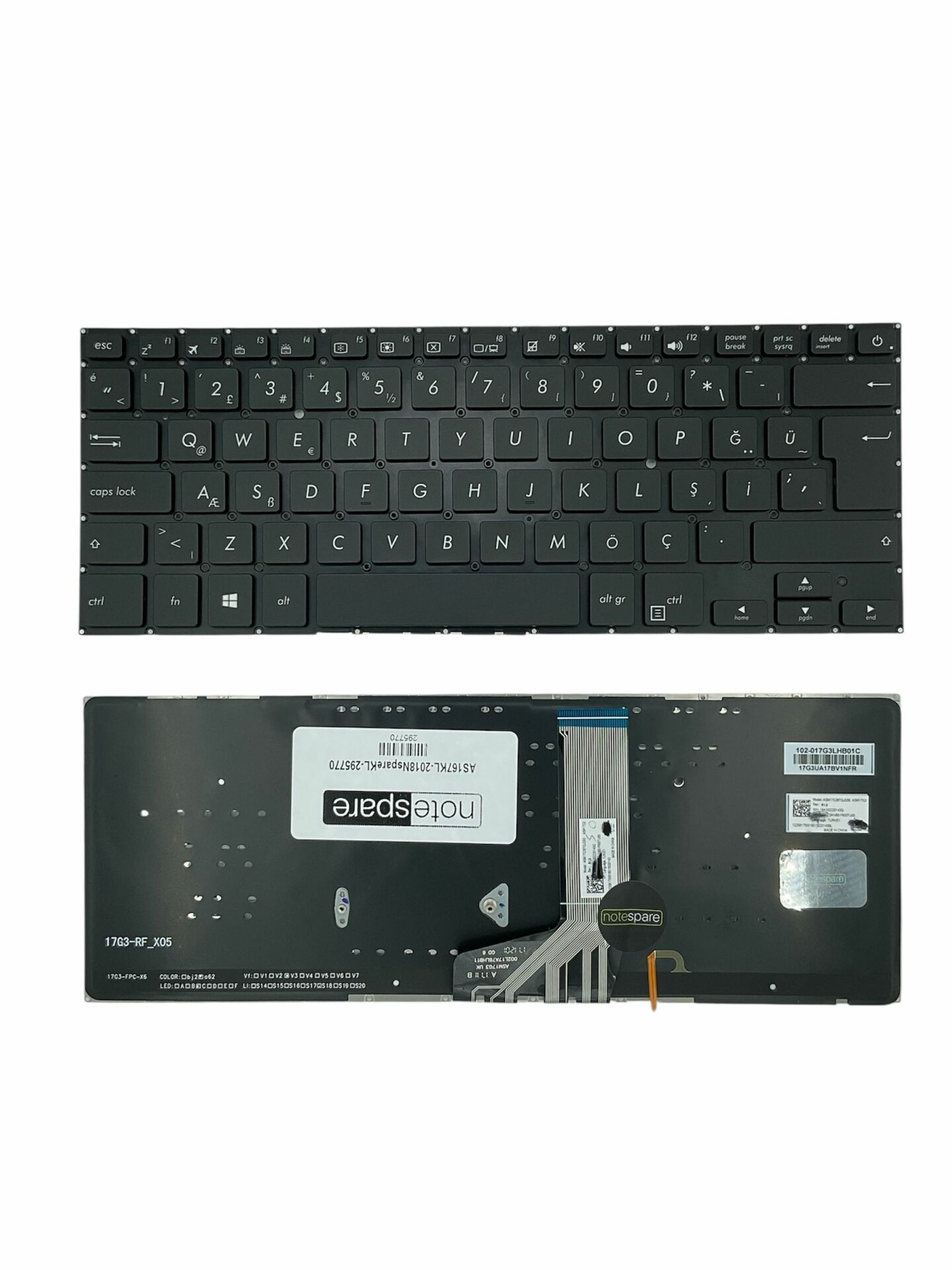 Asus ile Uyumlu Vivobook S14 X411, S14 X411U, S14 X411UA Notebook Klavye Işıklı Siyah TR