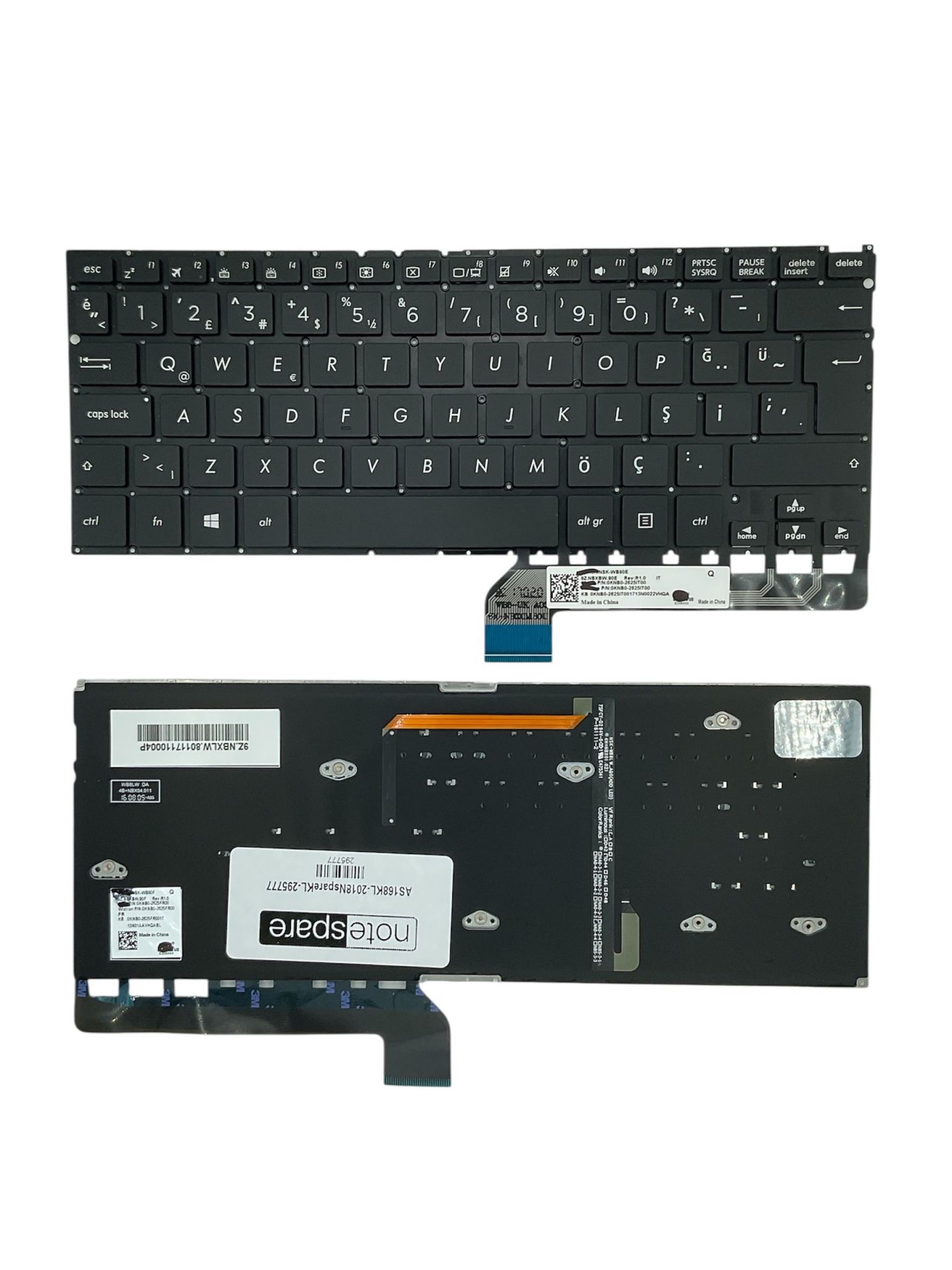 Asus ile Uyumlu Zenbook Flip 90NB0C02-R30TU0 Notebook Klavye Işıklı Siyah TR