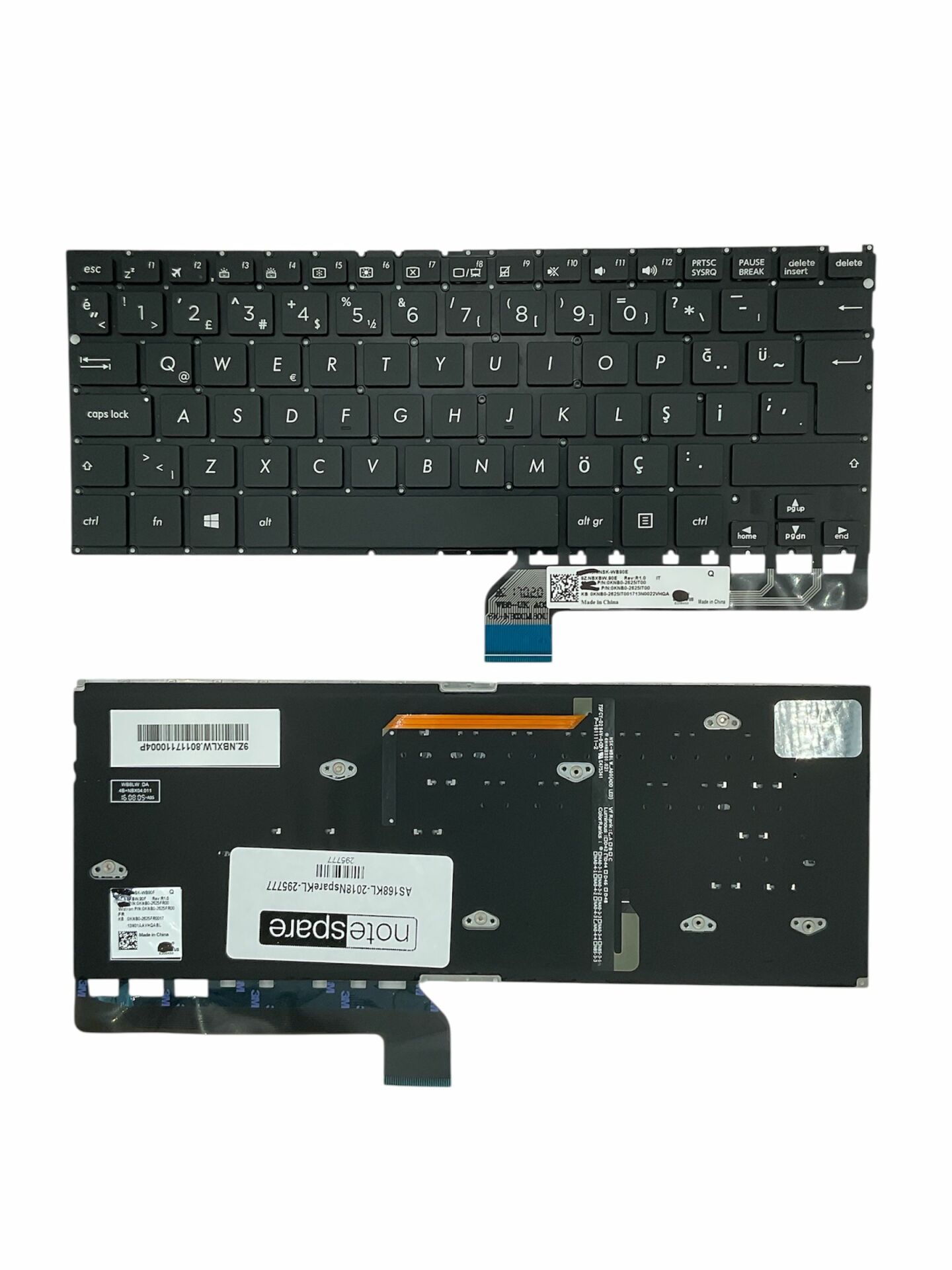 Asus ile Uyumlu Zenbook Flip NSK-WB90Q Notebook Klavye Işıklı Siyah TR
