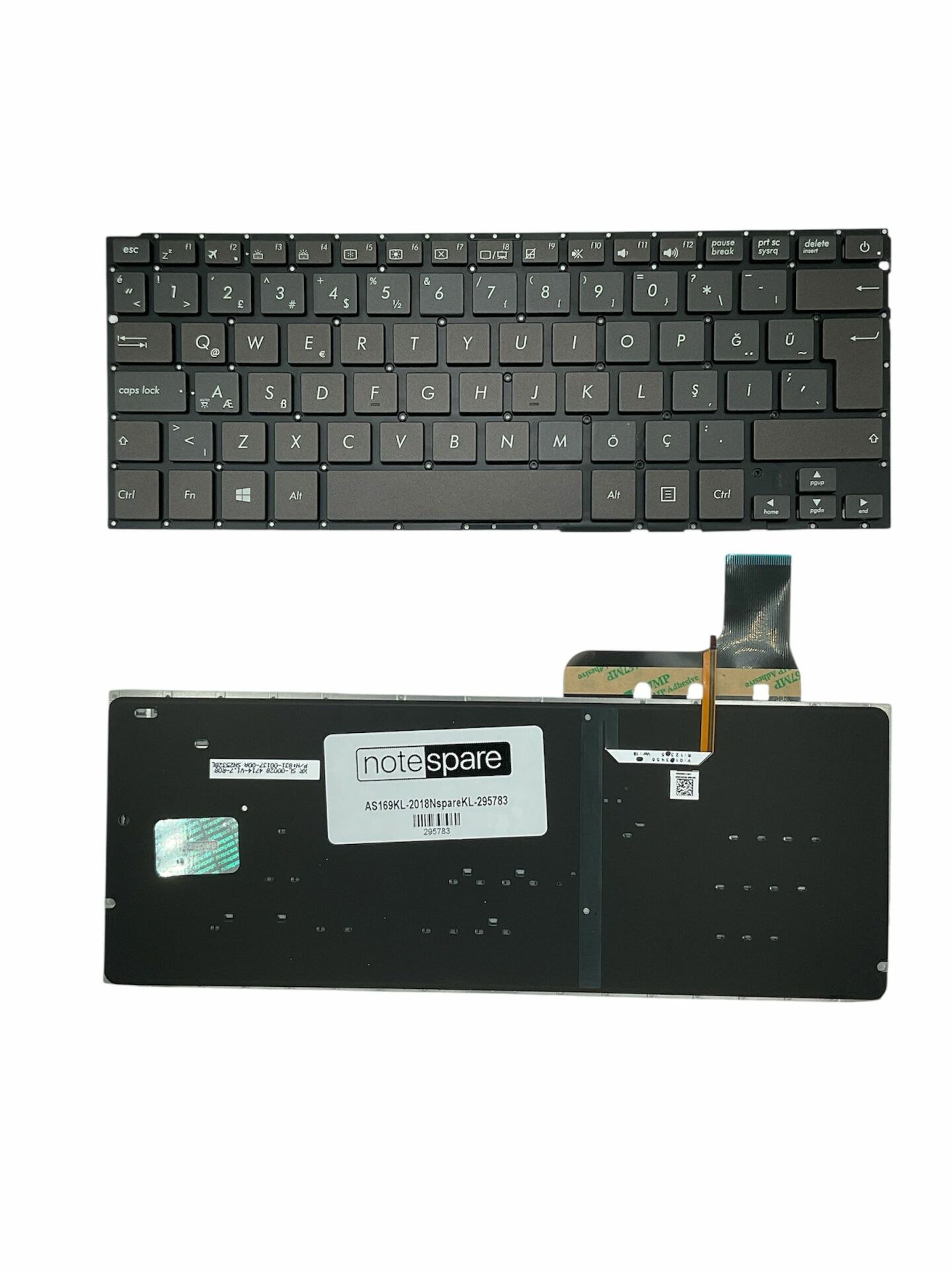 Asus ile Uyumlu ZenBook PK1316U137S, SG-64000-87A Klavye Işıklı Siyah Büyük Enter Versiyon TR