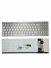 Asus ile Uyumlu R501, R501D, R501DP, R501DY, R501J, R501VV Notebook Klavye Işıklı Gümüş Gri TR