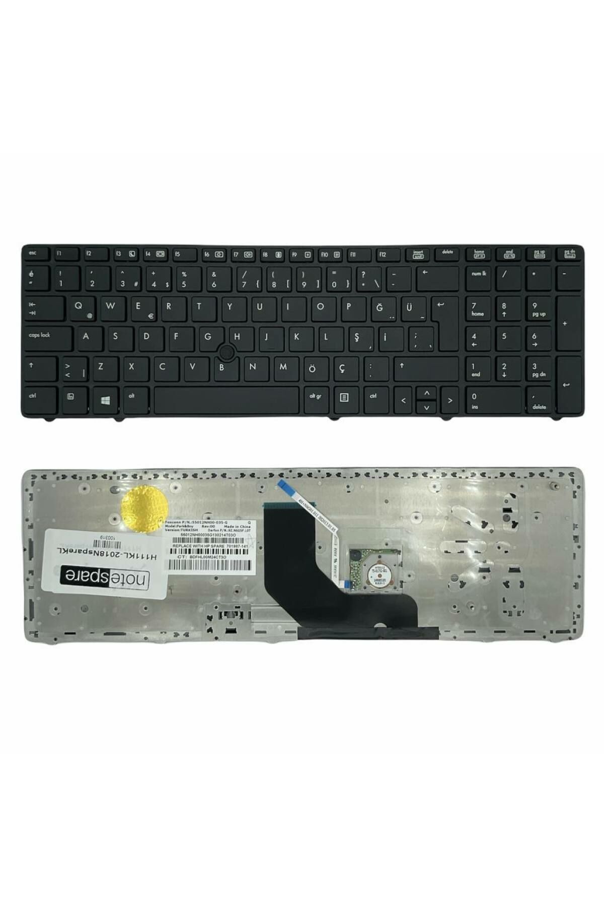 Hp ile Uyumlu EliteBook 8570p H5E34EA, 8570p H5E43EA, 8570p H5X34TR Notebook Klavye Siyah TR