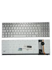 Asus ile Uyumlu N56VZ-S4255H, N56VZ-S4400D Notebook Klavye Işıklı Gümüş Gri TR