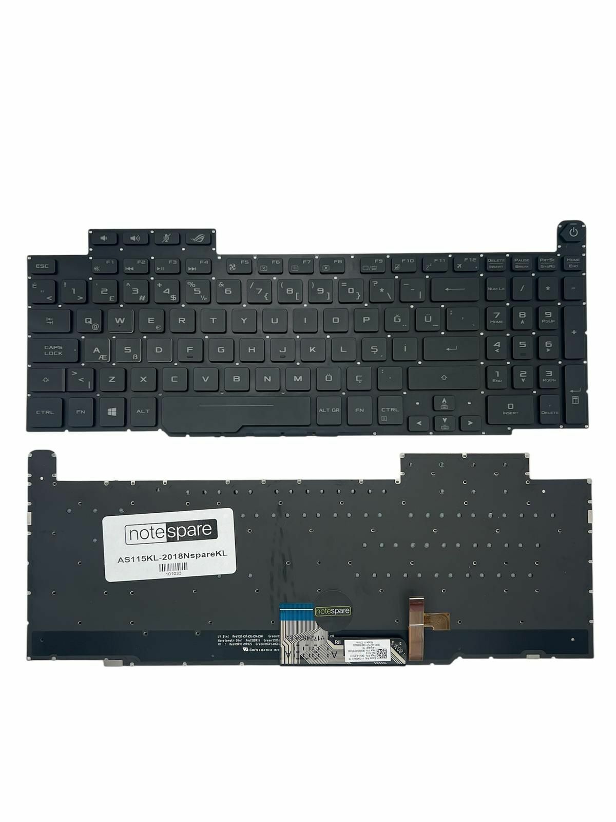 Asus ile Uyumlu ROG 0KN1-4L2TU11 REV:R1.0 TR Notebook Klavye Işıklı Siyah TR