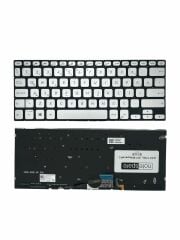 Asus ile Uyumlu VivoBook 14 S430FN-EB081T, X412DA-BV221T Notebook Klavye Işıklı Gümüş Gri TR