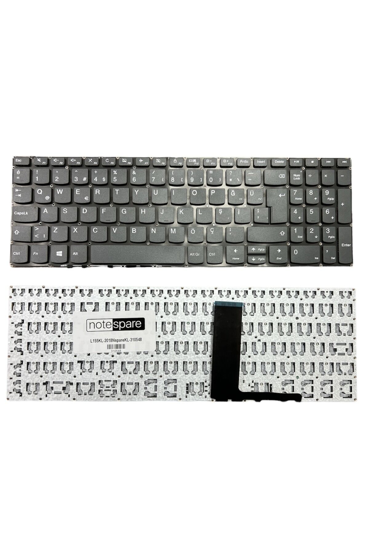 Lenovo ile Uyumlu IdeaPad L3-15IML 81Y300P3TX023 Klavye Füme TR Power Tuşsuz Versiyon