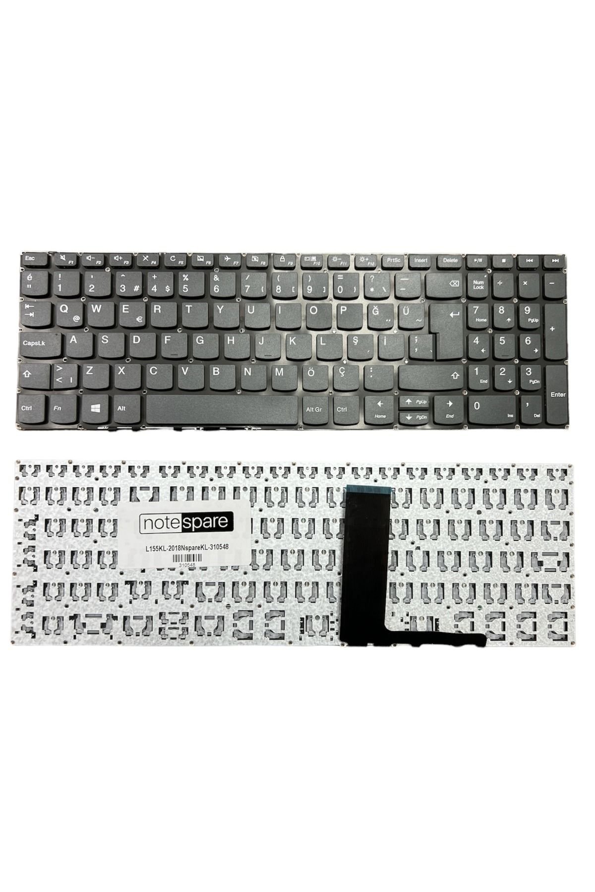 Lenovo ile Uyumlu IdeaPad L3-15IML 81Y300P3TX011 Klavye Füme TR Power Tuşsuz Versiyon