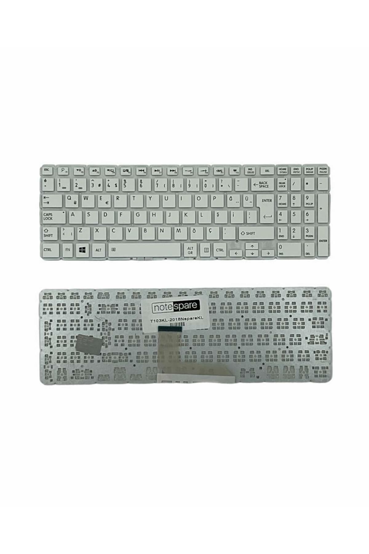 Toshiba ile Uyumlu Satellite L50-B-158, L50-B-160, L50-B-163, L50-B-169 Notebook Klavye Beyaz TR