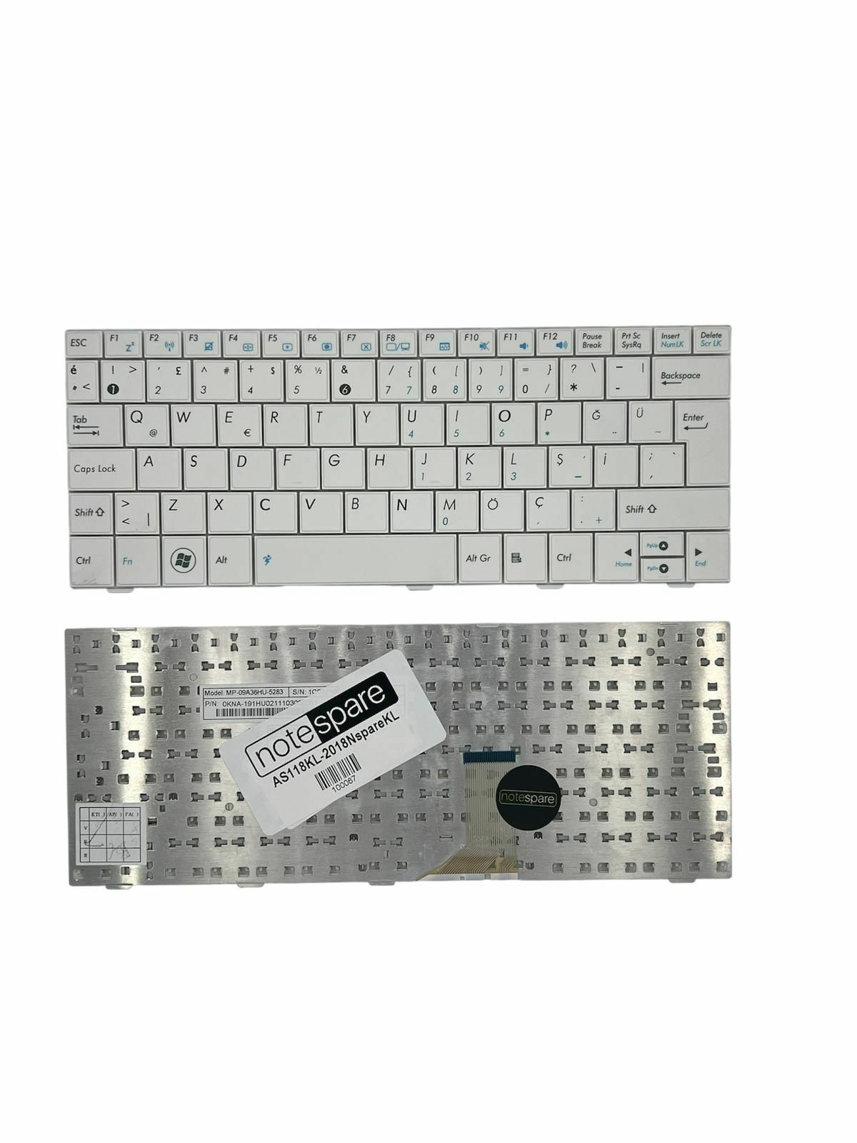 Asus ile Uyumlu Eee PC 1001PQD, 1001PR, 1001PX, 1001PXB, 1001PXD Notebook Klavye Beyaz TR
