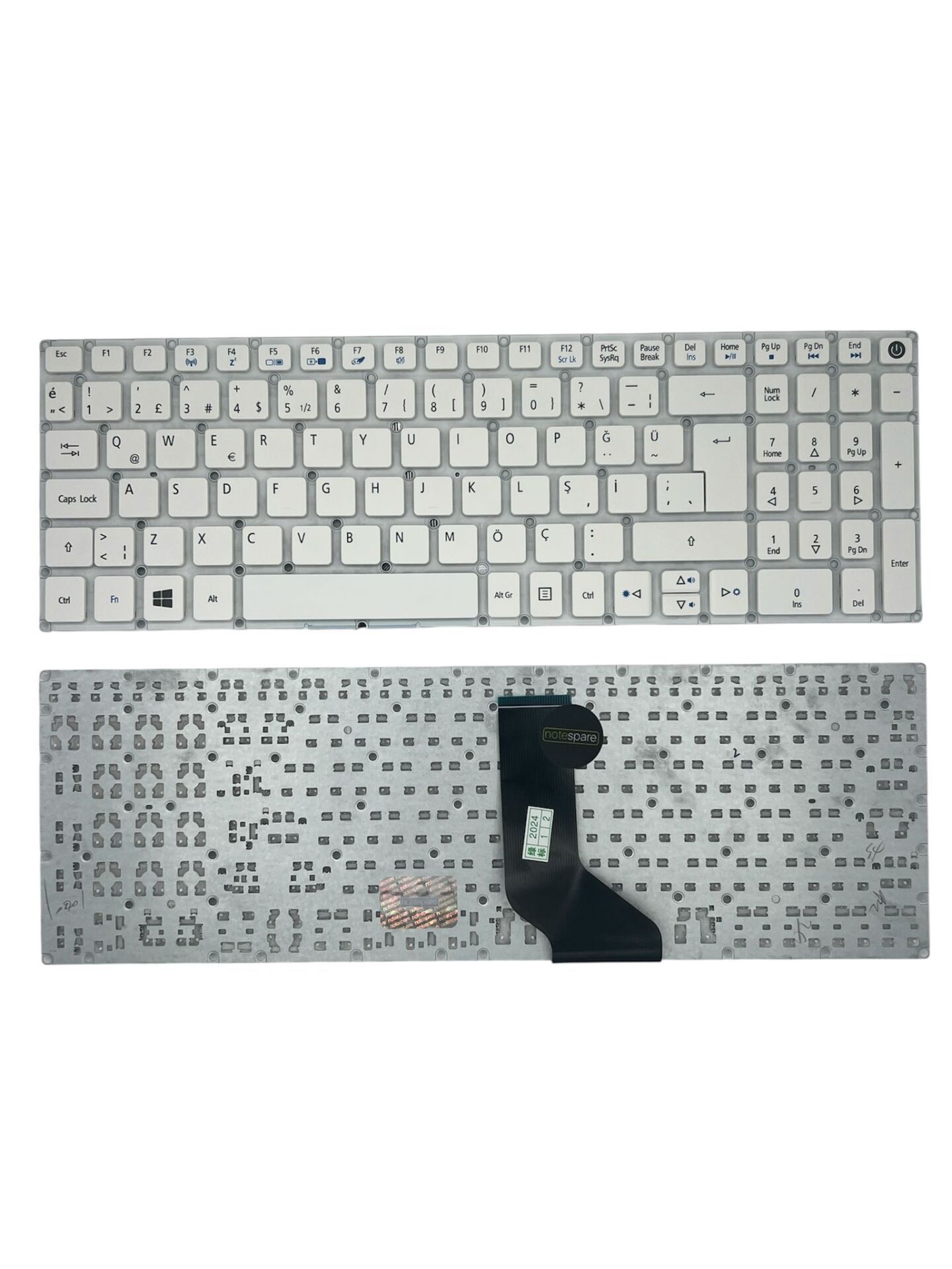 Acer ile Uyumlu Aspire ES1-572-34XC, ES1-572-3576 Notebook Klavye Beyaz TR