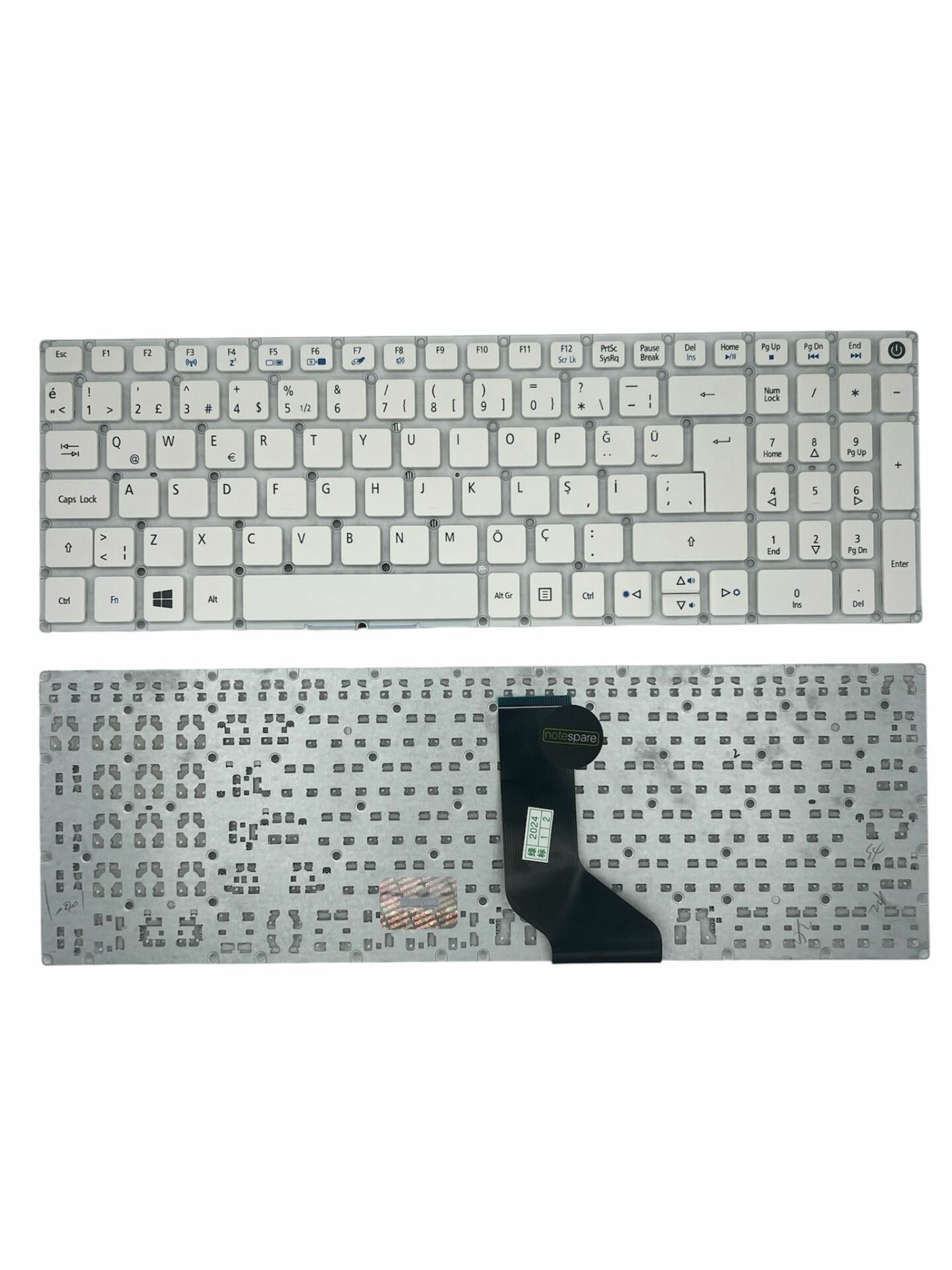 Acer ile Uyumlu Aspire LV5T-A50B, N16C1 Notebook Klavye Beyaz TR
