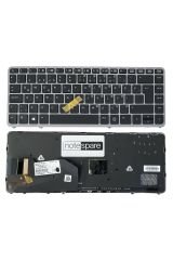 Hp ile Uyumlu EliteBook 840 G1 H5G18EA, 840 G1 H5G26EA Klavye Işıklı Siyah TR Gümüş Çerçeveli