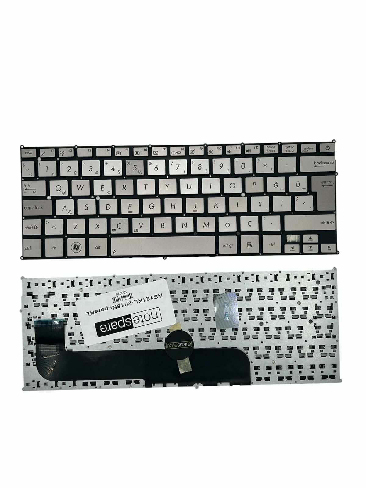 Asus ile Uyumlu 9Z-N8KBC.40T, PK130SO630S Notebook Klavye Gümüş Gri TR