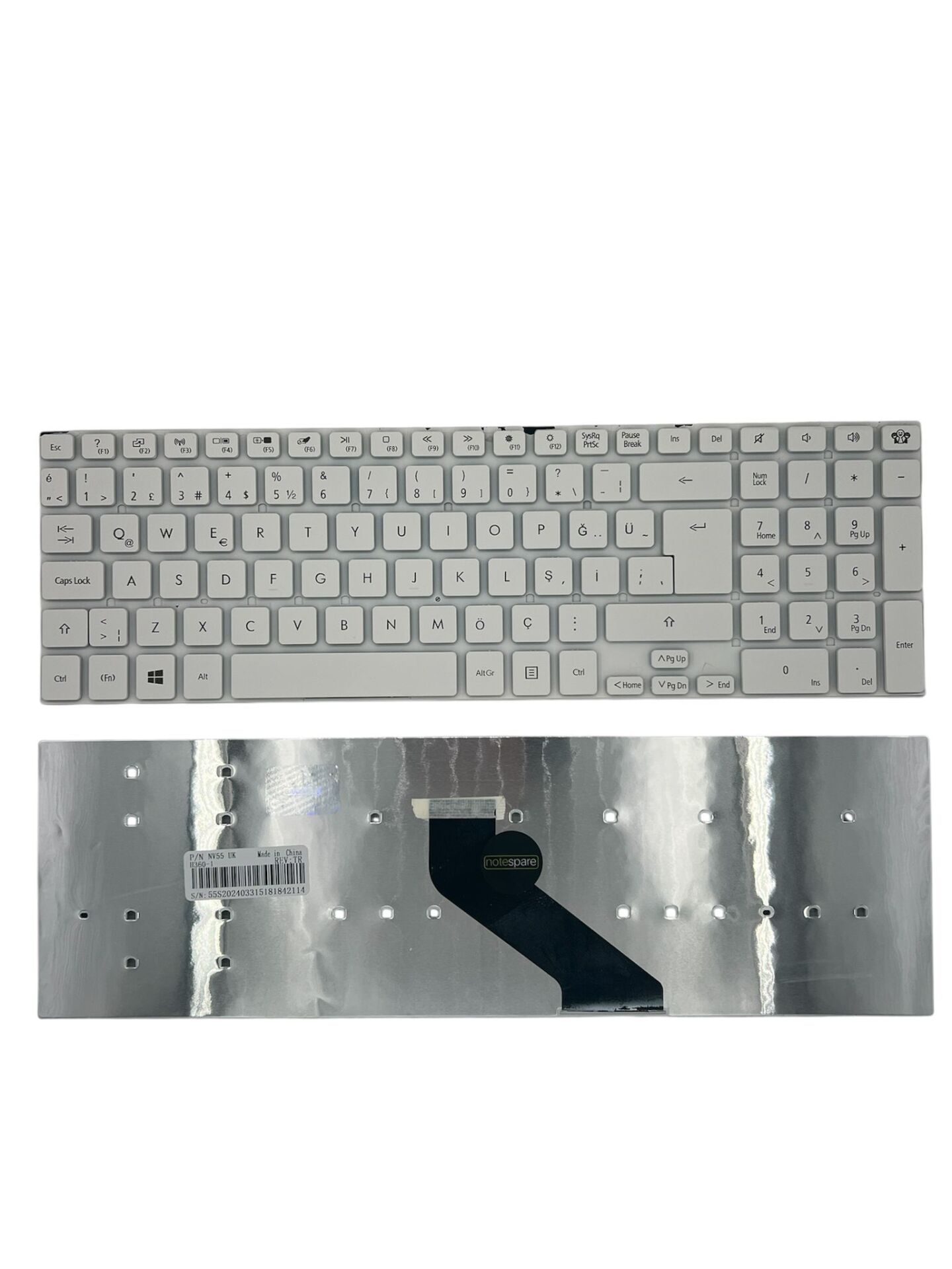 Packard Bell ile Uyumlu TV11, TV11CM, TV11HC, TV43, TV43CM, TV43HC Notebook Klavye Beyaz TR