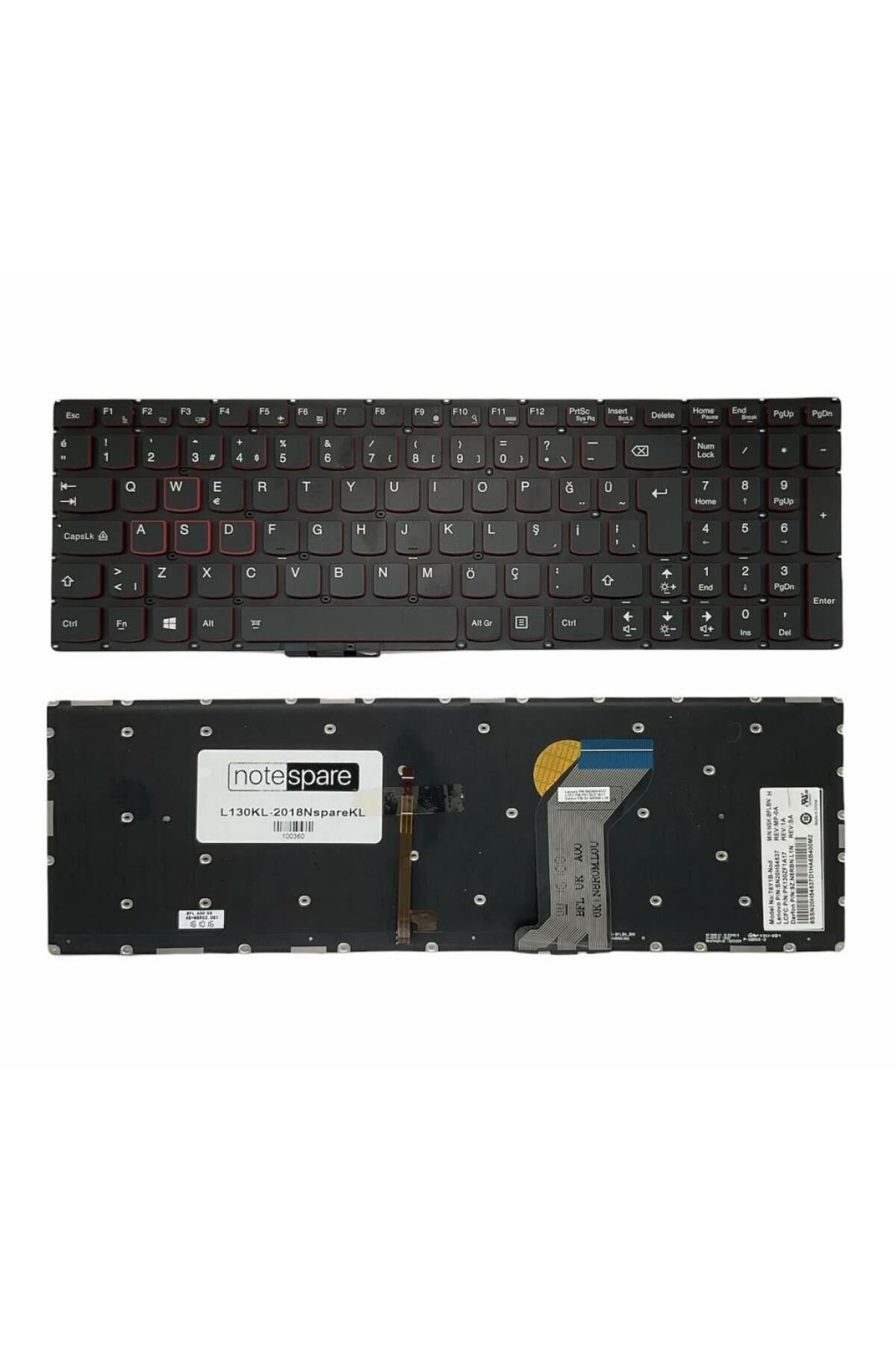 Lenovo ile Uyumlu 5CB0K37589, 5CB0K37600, 5CB0K37650 Notebook Klavye Işıklı Siyah TR