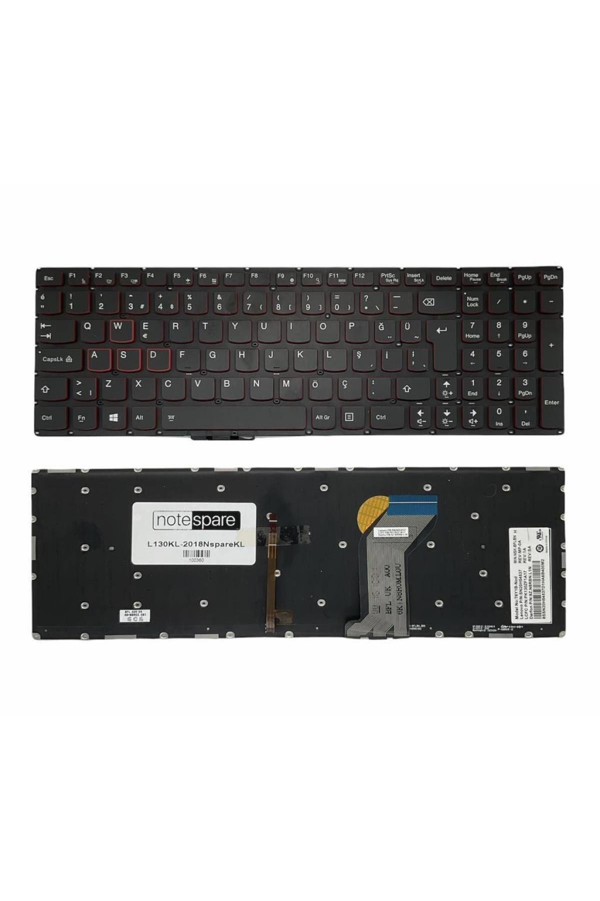 Lenovo ile Uyumlu IdeaPad 80NV00K3TX, 80NV00SYTX Notebook Klavye Işıklı Siyah TR