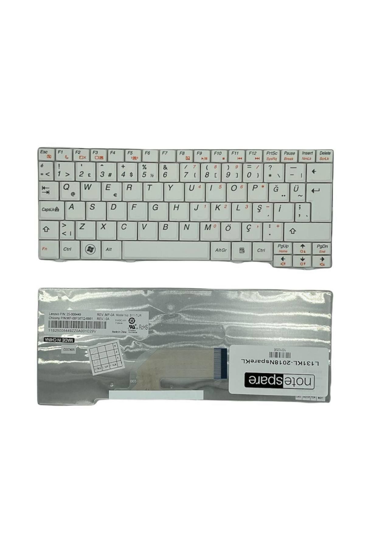 Lenovo ile Uyumlu 25-008449, 25-008450, 25008449, 25008466 Notebook Klavye Beyaz TR