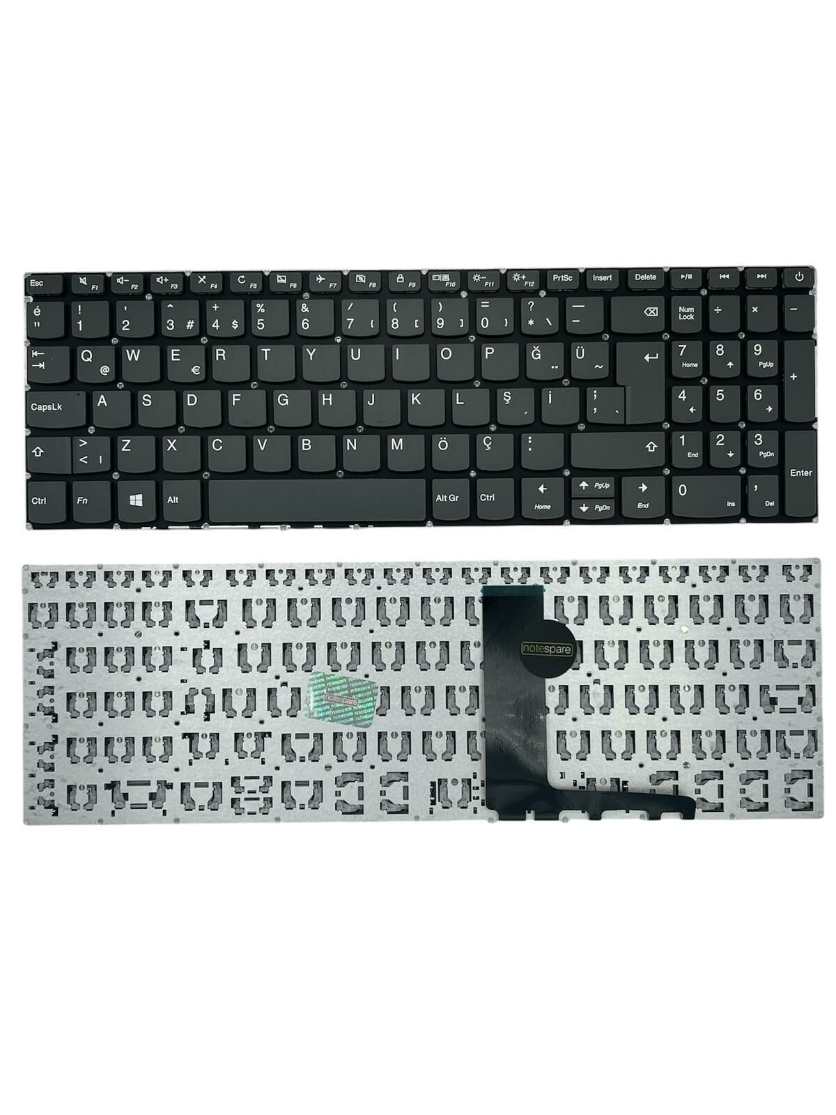 Lenovo ile Uyumlu 5CB0N86615, 5CB0N86626 Klavye Füme TR Power Tuşlu Versiyon