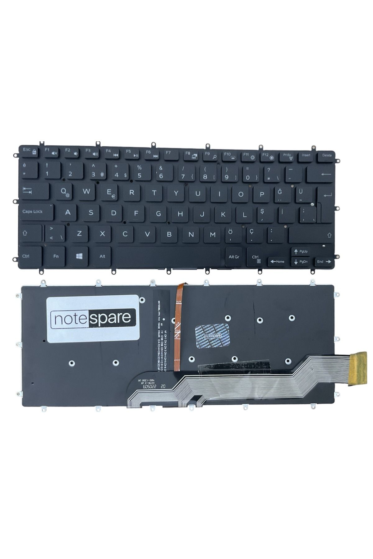 Dell ile Uyumlu Inspiron 5379-TG55F82C Işıklı Klavye Siyah TR Büyük Enter Versiyon