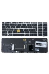 Hp ile Uyumlu ZBook 15u G3 Mobile Workstation Klavye Işıklı Siyah TR Gümüş Çerçeveli