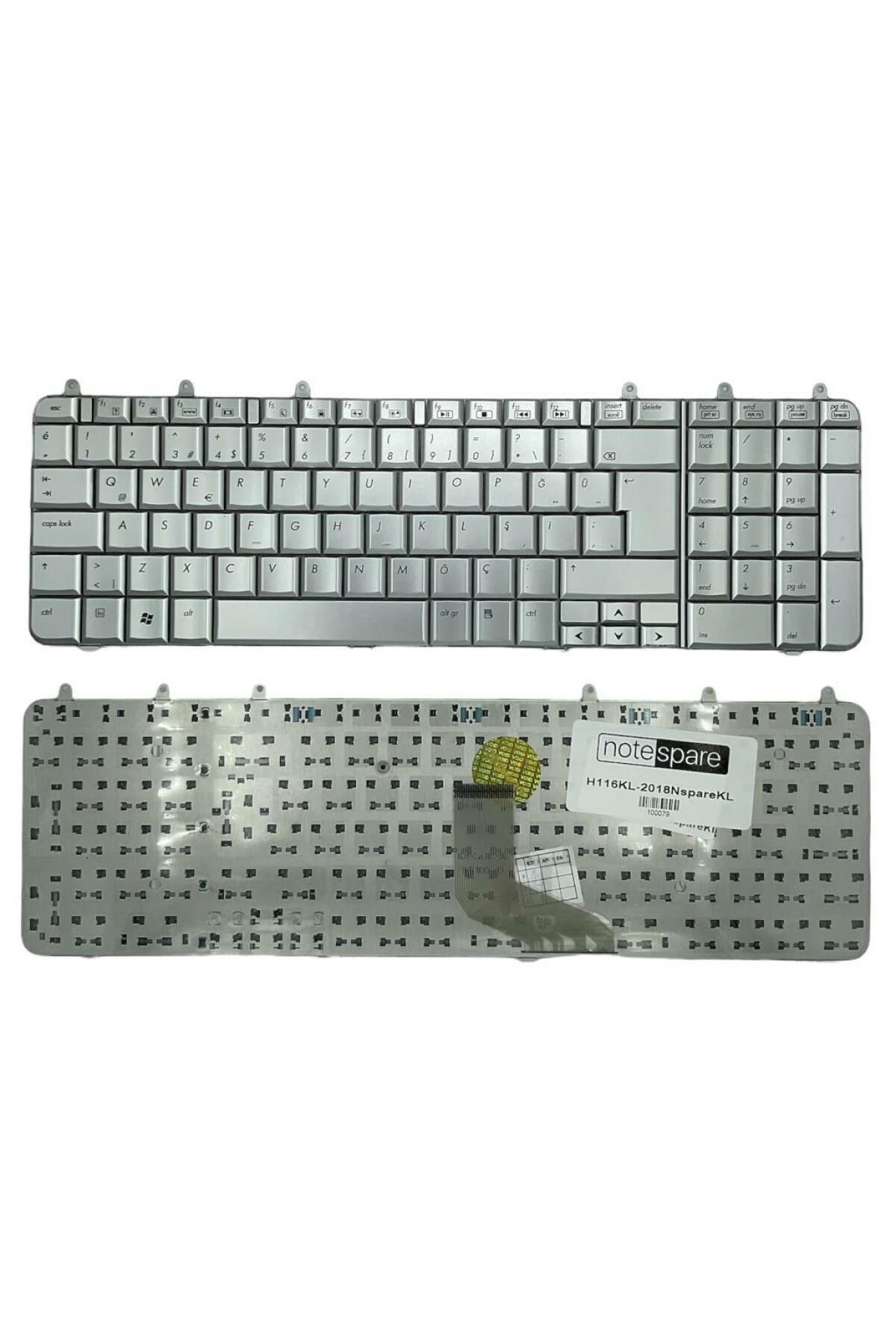 Hp ile Uyumlu Pavilion DV7-1285DX, DV7-1289ET, DV7-1290ET, DV7-1298ET Notebook Klavye Gümüş Gri TR