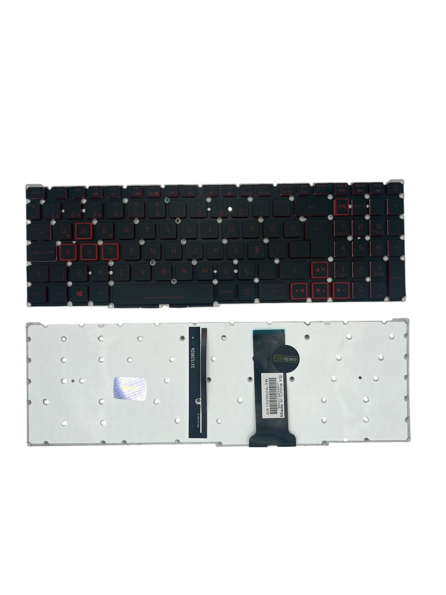 Acer ile Uyumlu Nitro 5 AN515-55-52TL Işıklı Klavye Siyah Tr ( Kırmızı Aydınlatma Versiyon )
