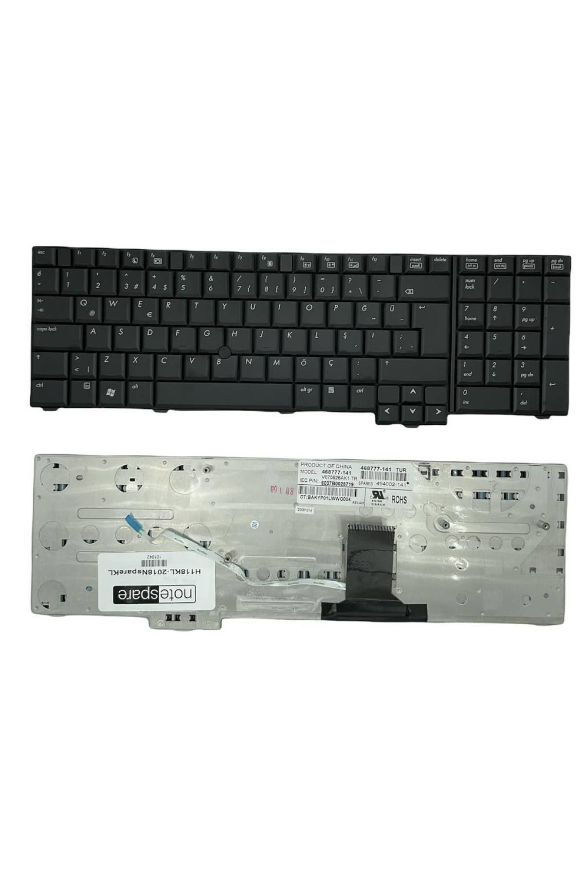 Hp ile Uyumlu EliteBook 8730w NN267EA, 8730w NN270EA, 8730w VC225EA Notebook Klavye Siyah TR
