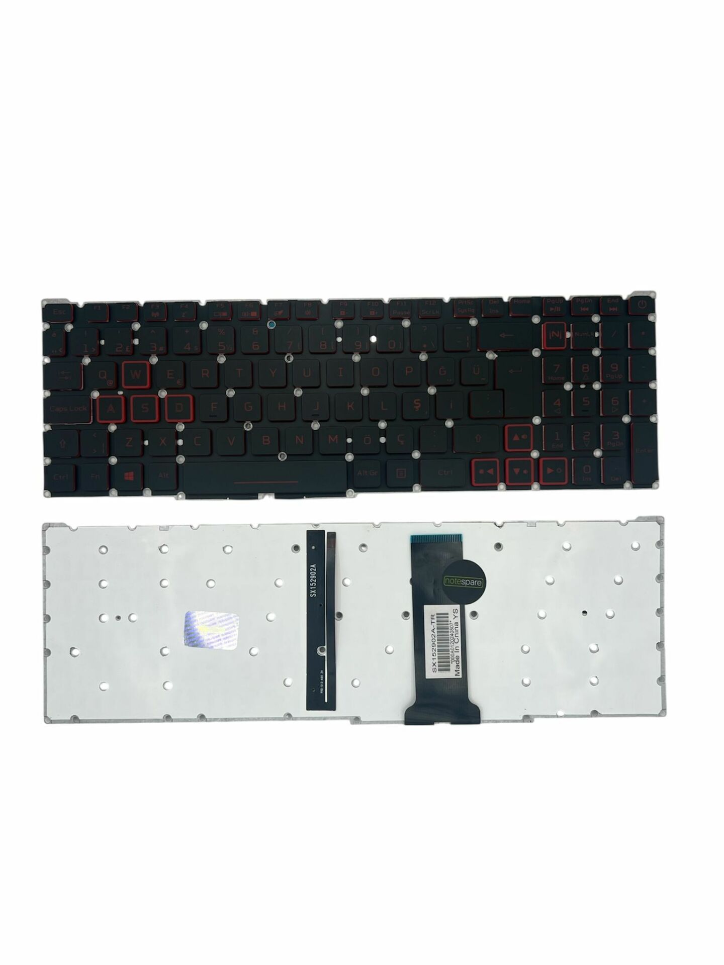 Acer ile Uyumlu Nitro 5 AN515-55-5988 Işıklı Klavye Siyah Tr ( Kırmızı Aydınlatma Versiyon )