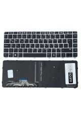 Hp ile Uyumlu EliteBook Folio 1040 G3 Notebook Klavye Işıklı Siyah TR Gümüş Çerçeveli
