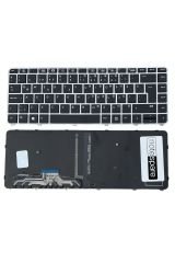 Hp ile Uyumlu EliteBook Folio 1040 G3 V1A89EA Notebook Klavye Işıklı Siyah TR Gümüş Çerçeveli
