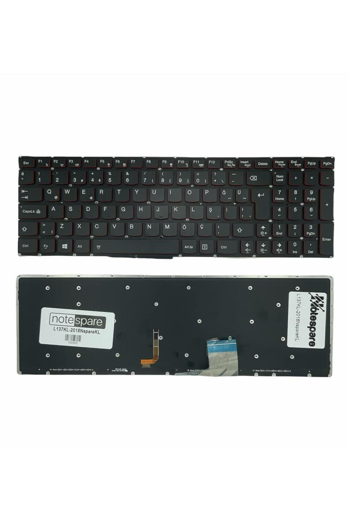 Lenovo ile Uyumlu IdeaPad Y50-70 80DT Notebook Klavye Işıklı Siyah TR