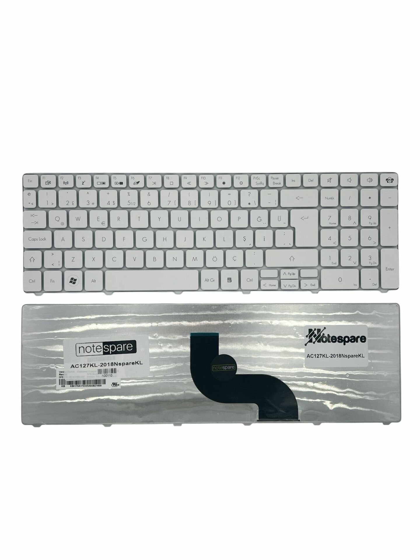 Acer ile Uyumlu Aspire 7535G, 7540G, 7551G, 7551Z, 7551ZG, 7552G Notebook Klavye Beyaz TR