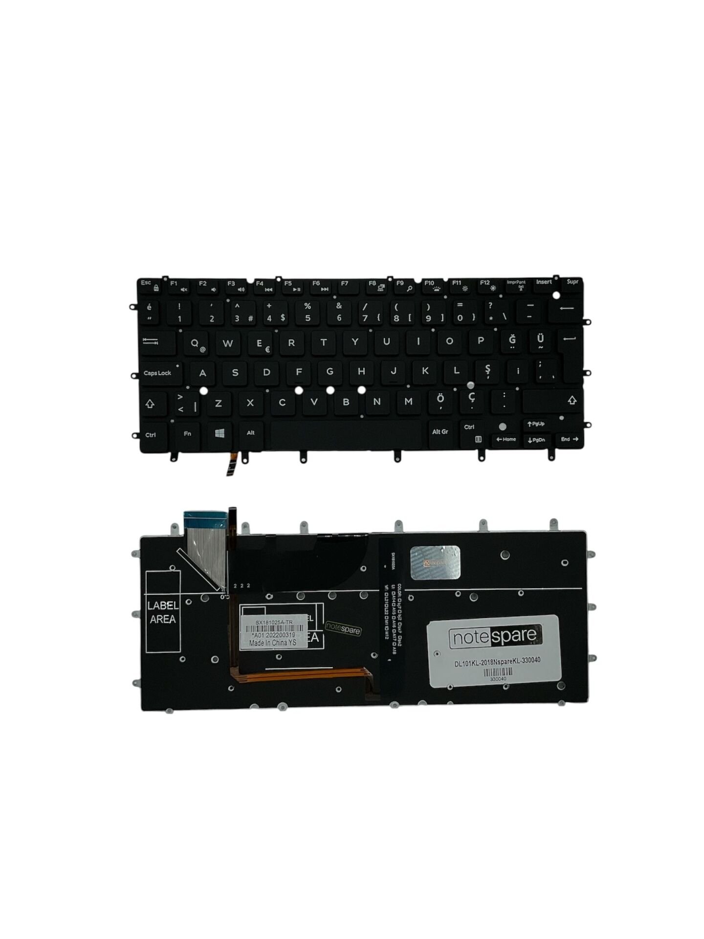 Dell ile Uyumlu Inspiron 13-7347, 13-7348, 13-7352, 13-7353 Notebook Klavye Işıklı Siyah TR