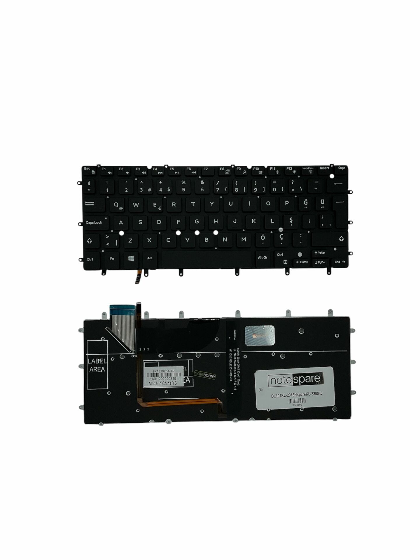 Dell ile Uyumlu XPS 9350, XPS 9360, XPS 9550, XPS 9560 Notebook Klavye Işıklı Siyah TR