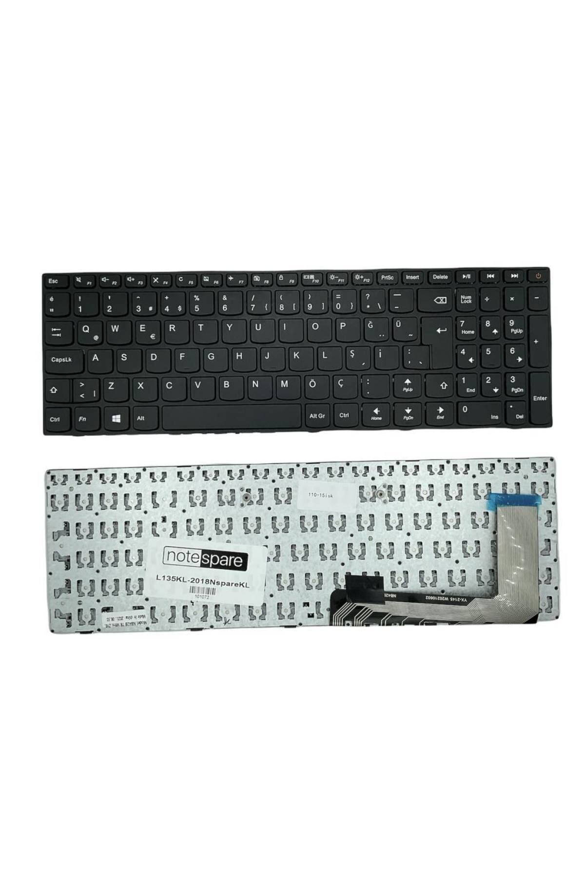 Lenovo ile Uyumlu IP110-80UD00U9TX, IP110-80UD00UATX Notebook Klavye Siyah TR