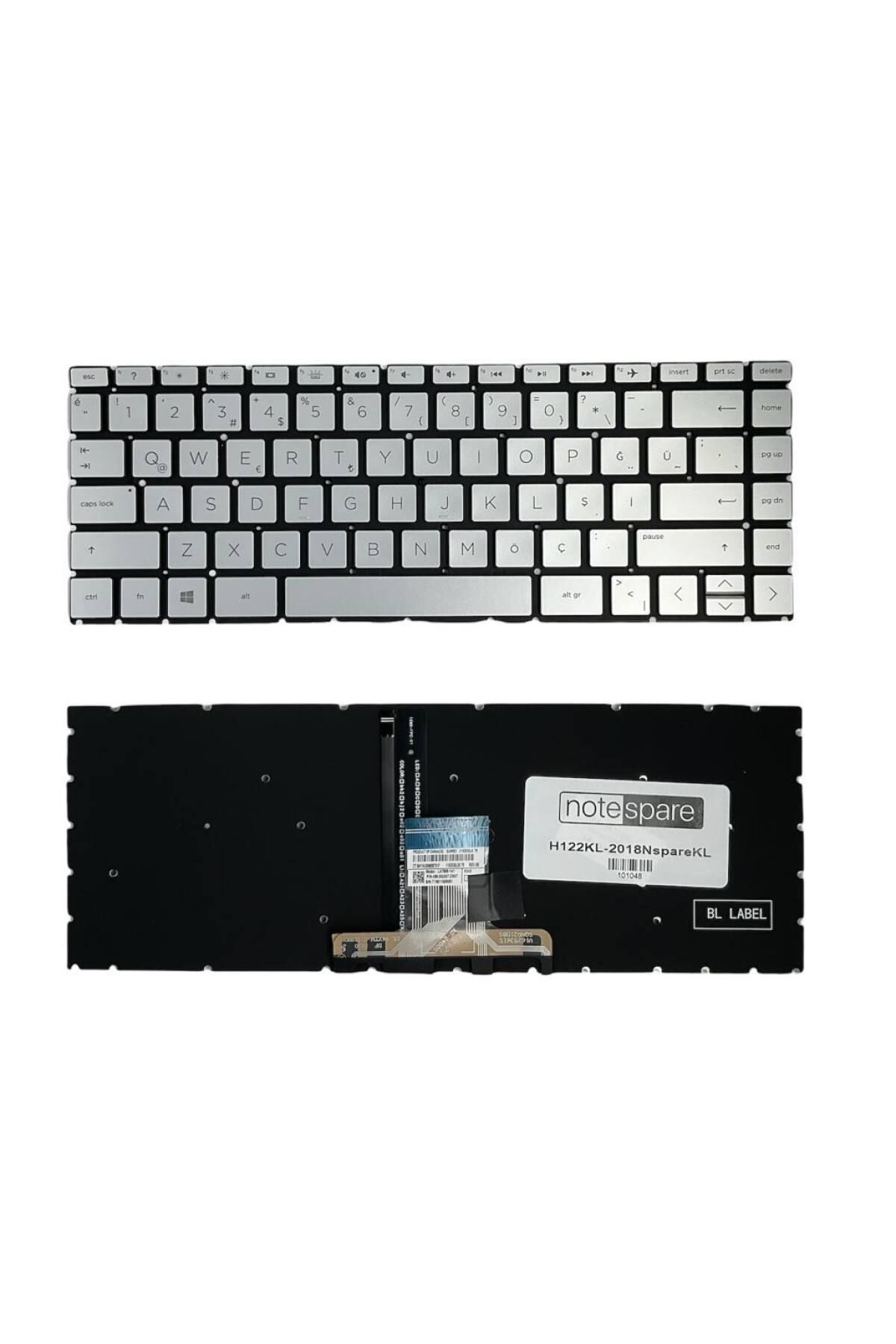 Hp ile Uyumlu 14-CF2016NT (222Y5EA), 14-CF2017NT (222Y6EA) Notebook Klavye Işıklı Gümüş Gri TR