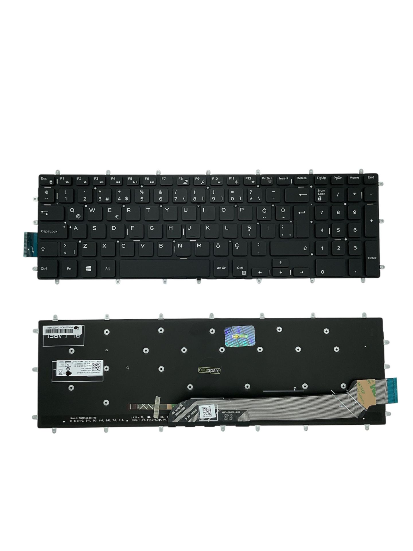 Dell ile Uyumlu Inspiron 15 3000 3583, 15 3000 3585, 15 3000 3590 Işıklı Klavye Siyah TR