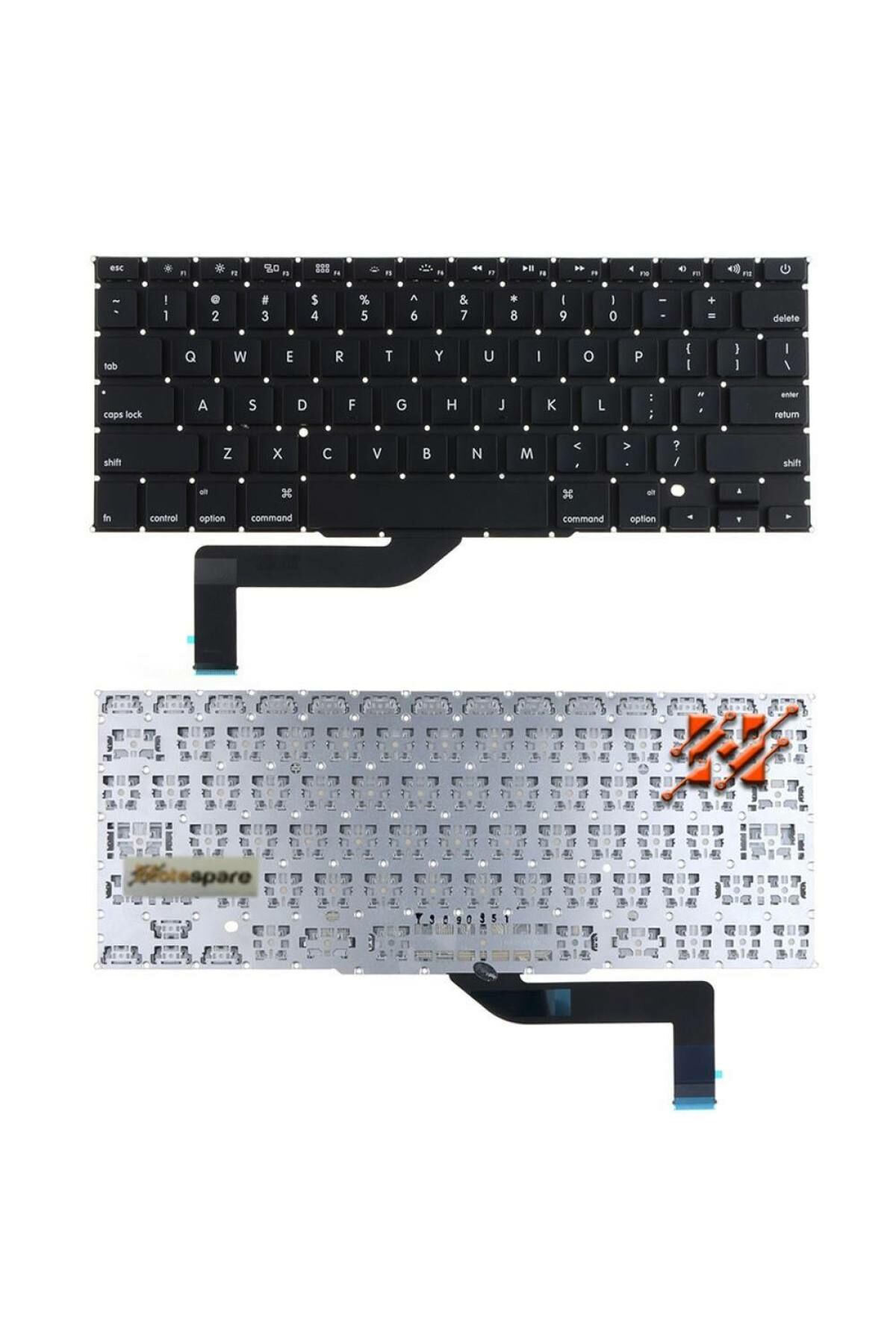 Macbook ile Uyumlu Pro 15'' A1398 EMC 2745 Notebook Klavye Siyah TR Küçük Enter Versiyon