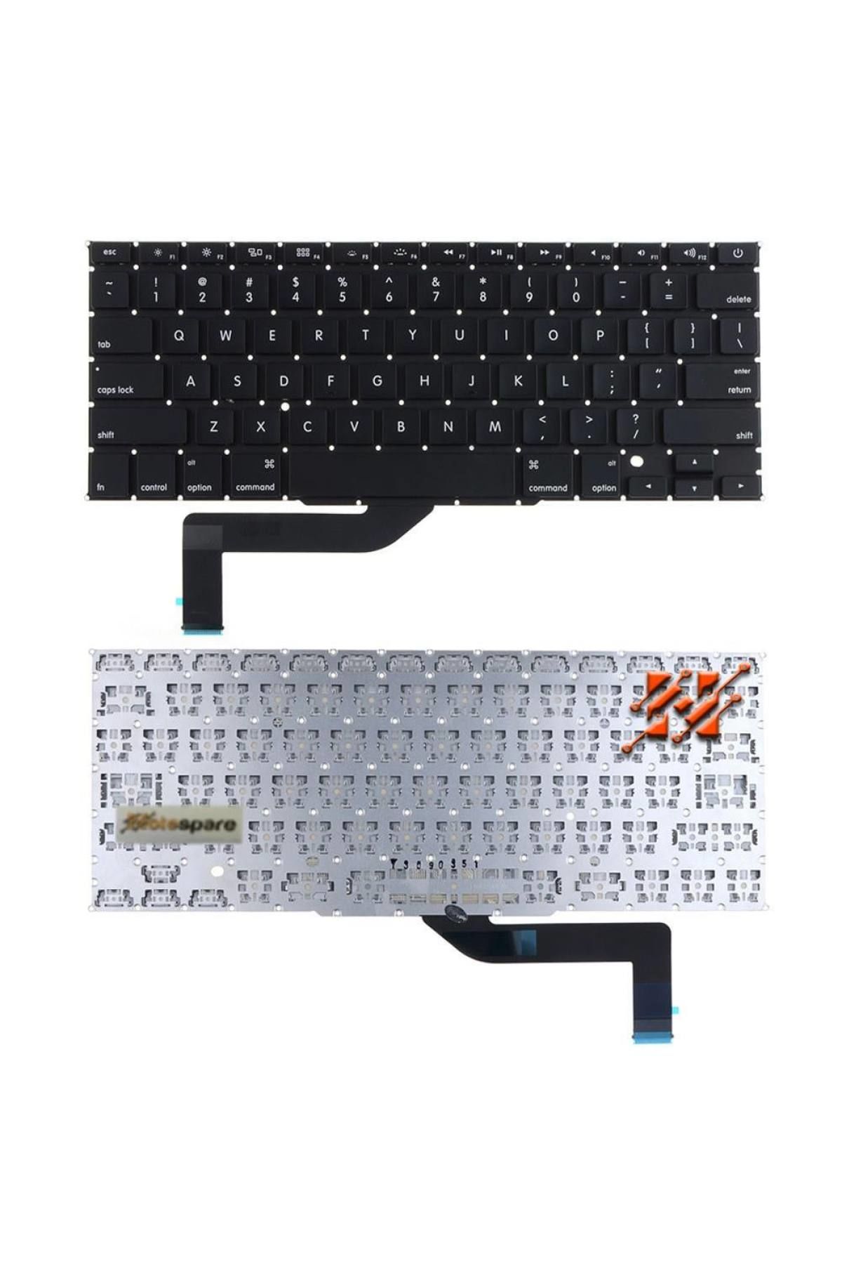 Macbook ile Uyumlu Pro 15'' A1398 MJLQ2LL/A Notebook Klavye Siyah TR Küçük Enter Versiyon