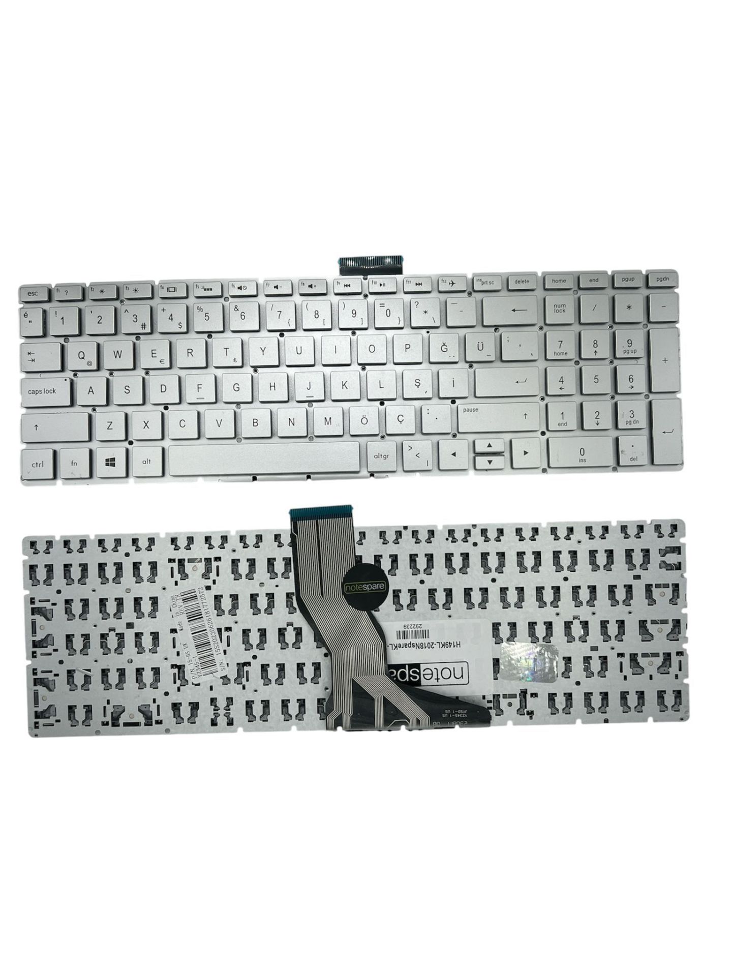 Hp ile Uyumlu 15-BS004NT (1WQ41EA), 15-BS005NT (1WQ42EA) Klavye Gümüş Gri TR