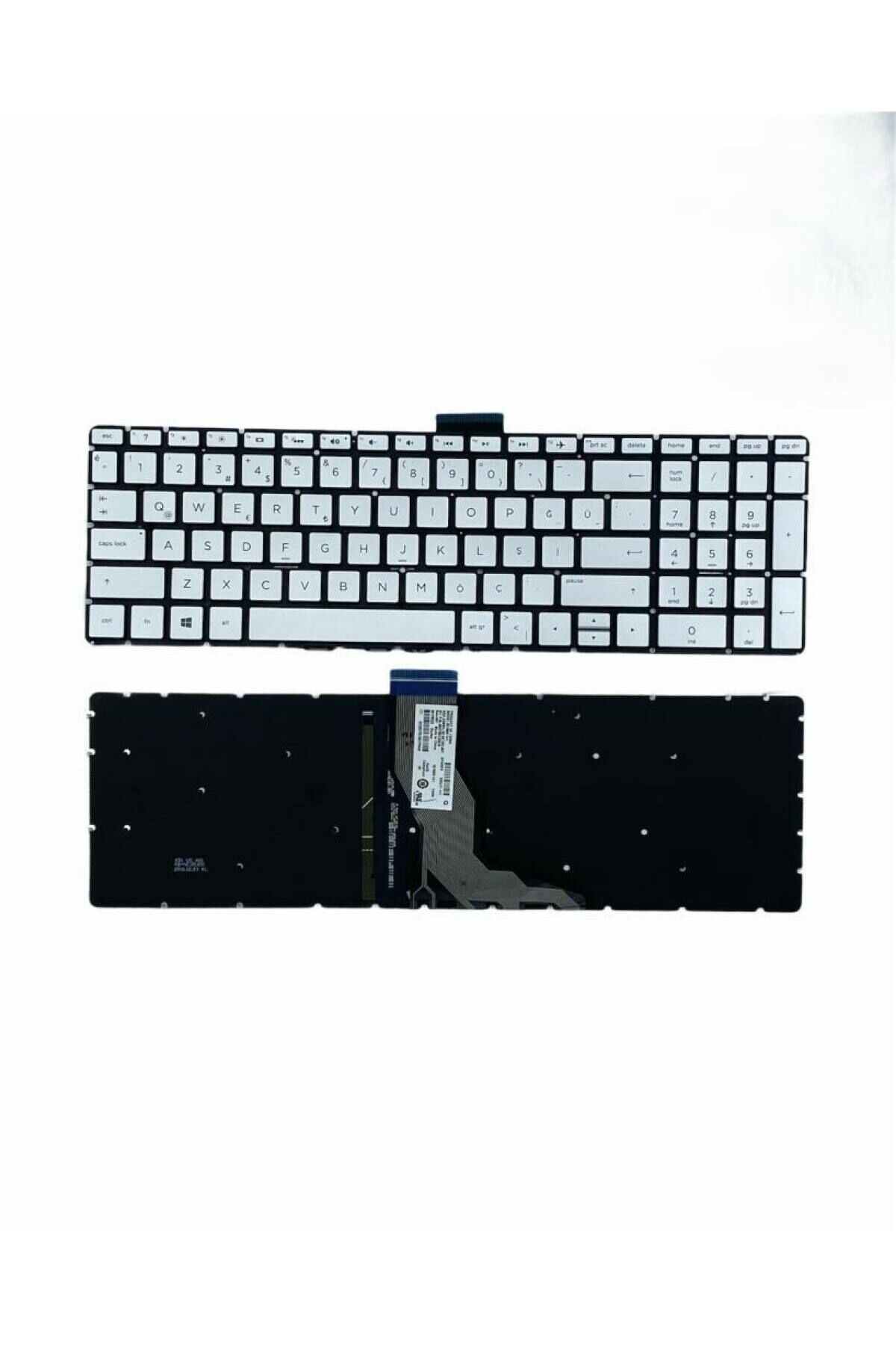 Hp ile Uyumlu Pavilion 15-cc007nt (2CL79EA), 15-cc008nt (2CL80EA) Işıklı Klavye Gümüş Gri TR
