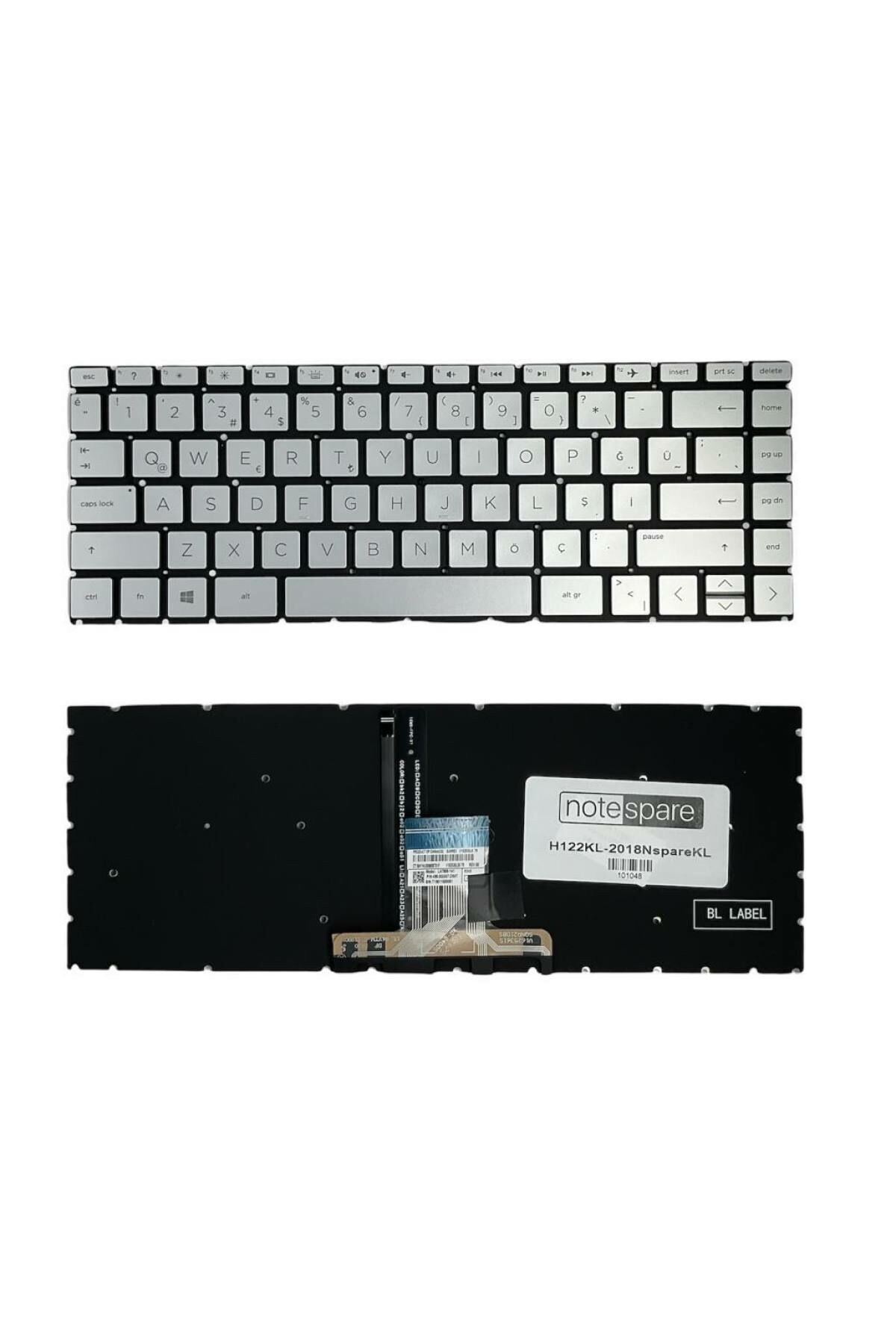 Hp ile Uyumlu L23242-001, L23242-141, L24817-001, L24817-141 Notebook Klavye Işıklı Gümüş Gri TR